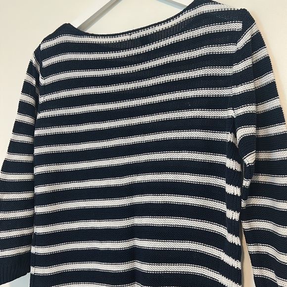 Chaps Denim Striped Navy and White Knit Sweater, Large - Picture 8 of 12
